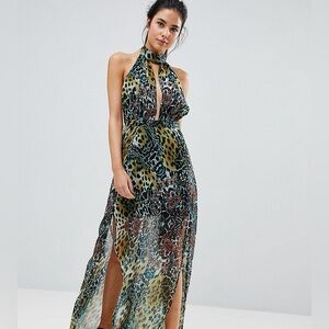 PrettyLittleThing Multicolor Halter Maxi Dress